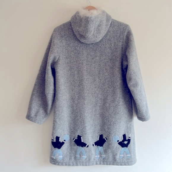 Vintage Grey Inuvik Hooded Zip Up Wool Coat Size 14 - Picture 9 of 14